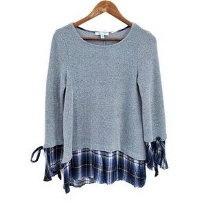 She + Sky Women's Small Blue Long Sleeve‎ Tunic Top